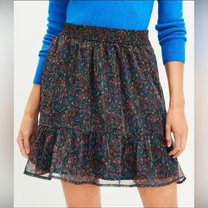 Loft Shimmer Paisley Tiered short Skirt size Large
